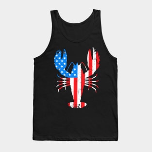 Mardi Gras Crawfish with US American Stars and stripes flag Tank Top